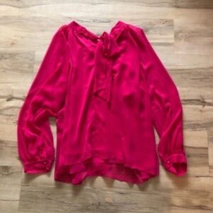 Joe Fresh Vibrant Pink Blouse with Bow Tie Up Back